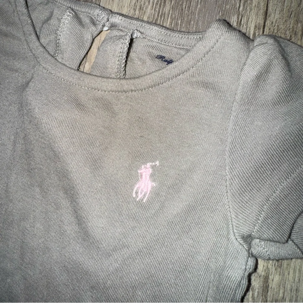 Ralph Lauren Kids Silver Tee with Pink Logo